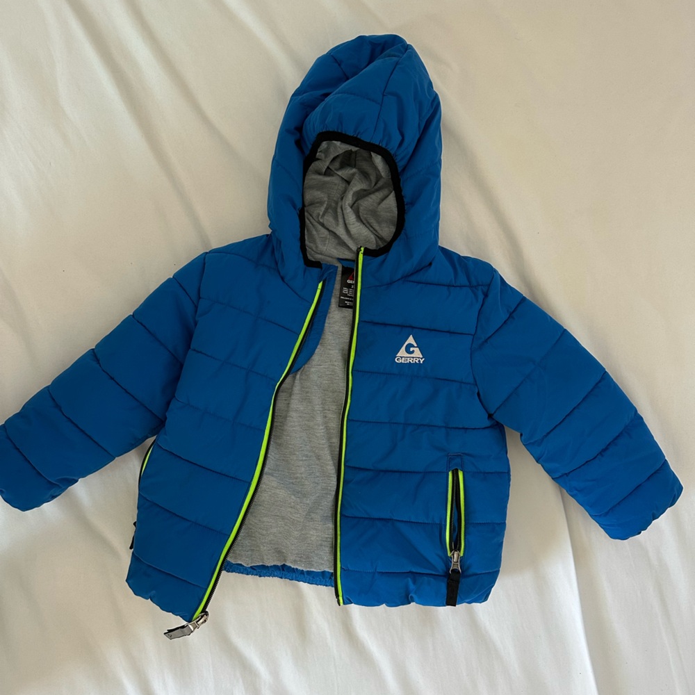 Gerry Toddler Puffer Jacket – Bright Blue with Neon Trim (3T)